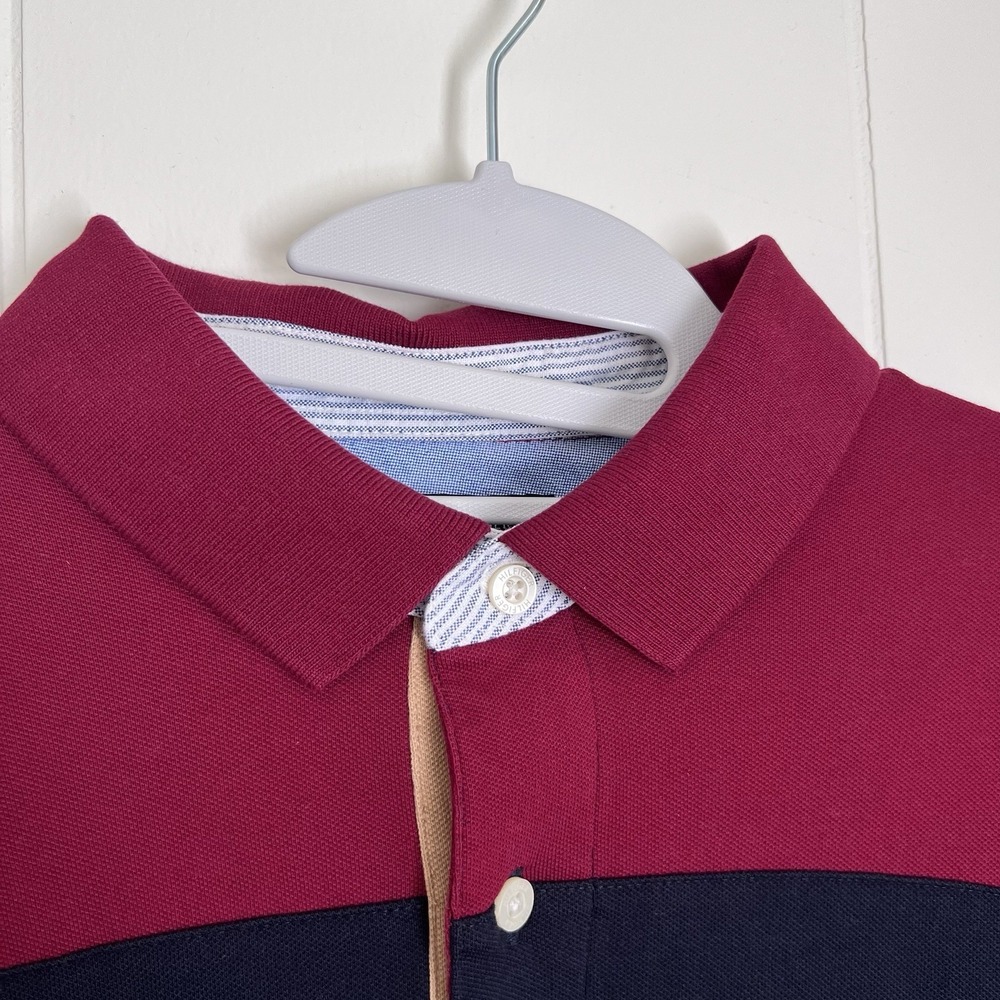 Tommy‎ Hilfiger Regular Fit Colorblock LS Polo Size L ,Blue/Maroon "READ DES " - Picture 3 of 7